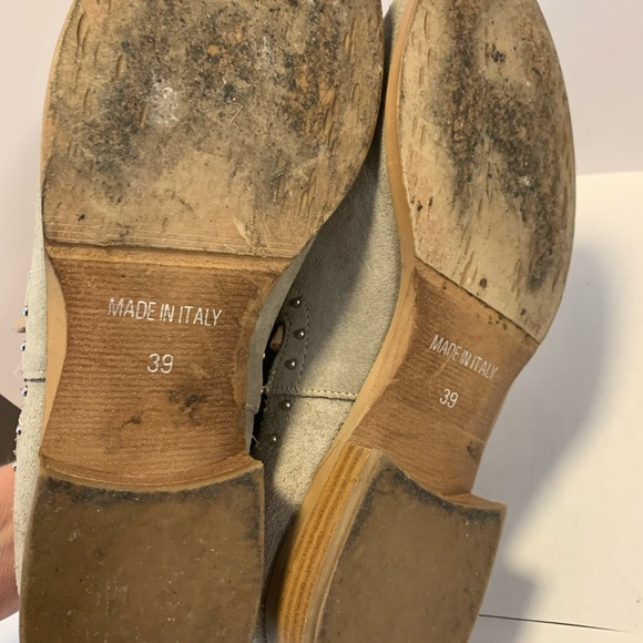 Sundance Made In Italy Ankle Boots Size 8.5 Suede Gray Studs - Picture 9 of 9